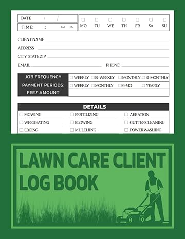 lawn care client log book simple lawn care business client data logbook to keep track of your customers great
