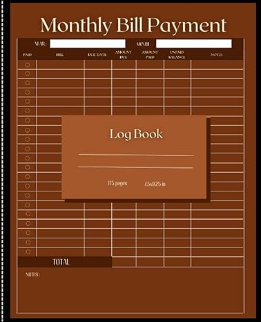 monthly bill payment tracker a personal finance log book for paying off your debts 1st edition sarah p hannah
