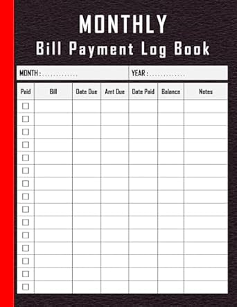 monthly bill payment log book bill planner notebook monthly bill payment tracker and ledger expense and bill
