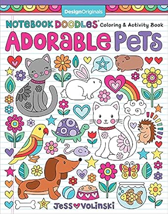 notebook doodles adorable pets coloring and activity book 32 dazzling designs from dogs and cats to hedgehogs