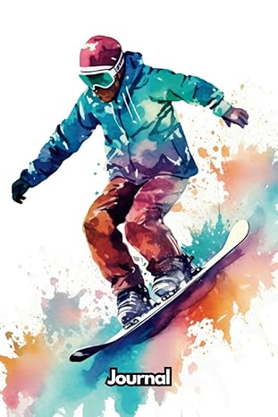 watercolor snowboarding journal wide ruled for back to school office work gift for winter sport lovers 6 x 9
