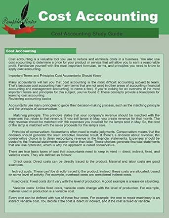 cost accounting cost accounting study guide 1st edition pamphlet master 1680324713, 978-1680324716