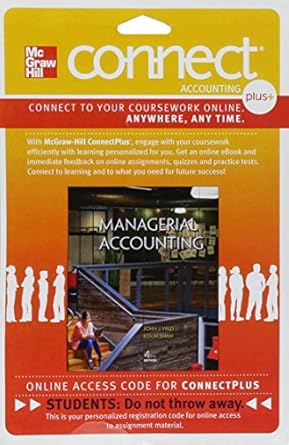 connect 1 semester access card for managerial accounting 4th edition john wild ,ken shaw 0077633245,