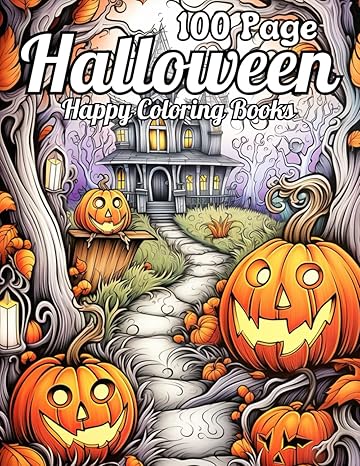 100 page halloween happy coloring books large print halloween coloring book autumn fall halloween fantasy