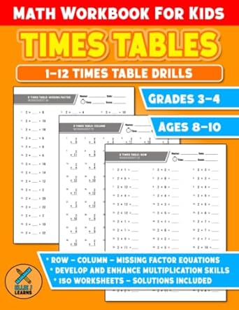 times tables math workbook for kids 1 12 times table drills mathematics learning activity worksheets for kids