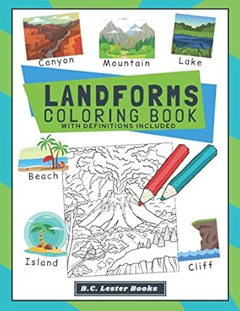 landforms coloring book with definitions included teach kids about geography the fun way with over 30