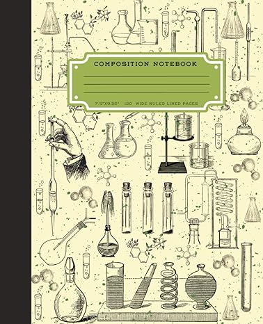 composition notebook wide cute college ruled vintage aesthetic science lab tools illustration notebook for