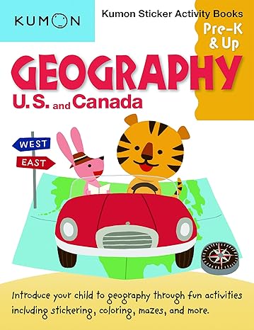 kumon pre k and up geography us and canada sticker activity book act csm st edition kumon books 194108267x,