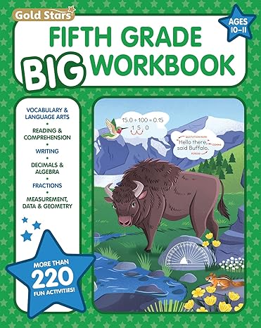 5th grade big workbook all subjects for kids 10 11 includes 220+ activities reading comprehension vocabulary