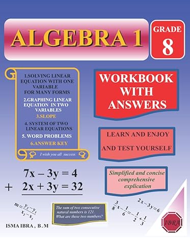 algebra 1 workbook with answers for 8th grade solving linear equations with one variable graphing slope