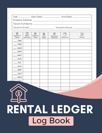 rental ledger log book record rent payments due dates fees and more perfect for landlords and property