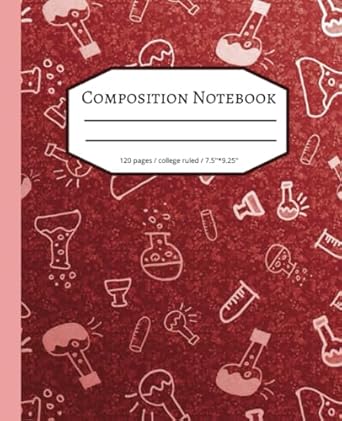composition notebook college ruled red laboratory notebook vintage aesthetic science lab tools illustration