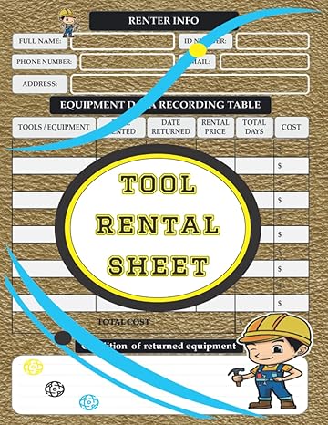 tool rental sheet simple tool rental sheet inventory log book for small business to track rental tool with