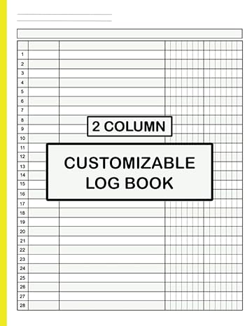 2 column customizable log book customizable log book for accounting bookkeeping small business and personal