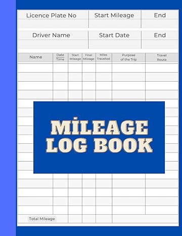 mileage log book vehicle tracker for self employed or personal automotive driving record book for taxes