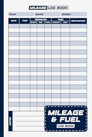 mileage and fuel log book vehicle mileage and fuel expenses tracker for taxes 1st edition morris l parker