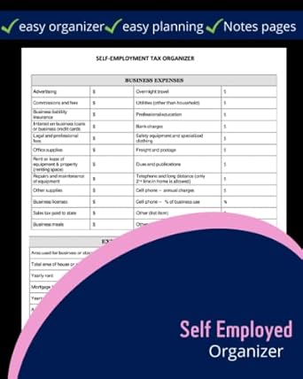 self employed organizer track your business income business expenses major purchases taxes and all the