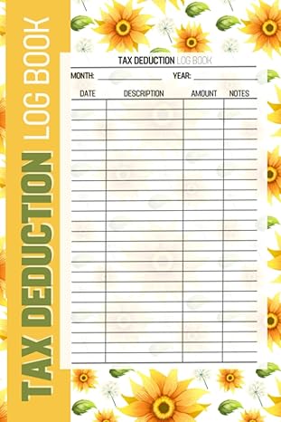 tax deduction log book tax return organizer for small business simple tax write offs ledger journal to record