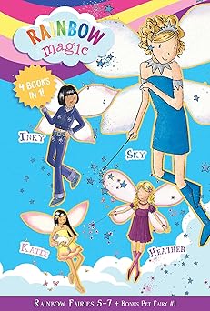 rainbow magic rainbow fairies books #5 7 with special pet fairies book #1 sky the blue fairy inky the indigo