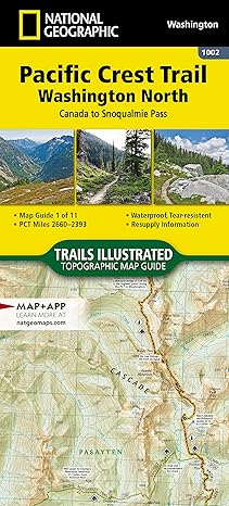 pacific crest trail washington north map canada to snoqualmie pass 1st edition national geographic maps