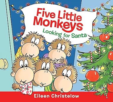 five little monkeys looking for santa board book 1st edition eileen christelow 0063314312, 978-0063314313