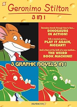 geronimo stilton 3 in 1 #3 dinosaurs in action play it again mozart and the weird book machine 1st edition
