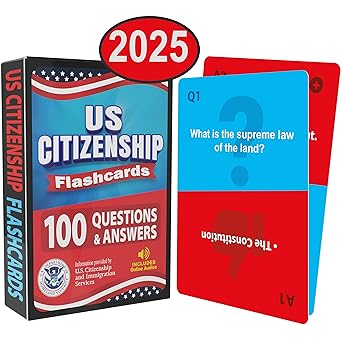 us citizenship flash cards 2025 compact naturalization test study guide with 100 uscis questions and answers