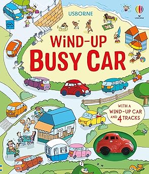 wind up busy car a toy and book gift featuring a driving journey through towns and the countryside 1st
