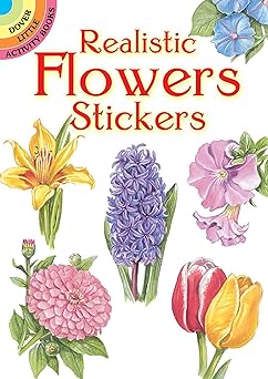 realistic flowers stickers 1st edition dot barlowe 0486416186, 978-0486416182