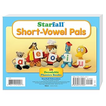 starfall short vowel pals 16 decodable phonics books 1st edition starfall education 1595771956, 978-1595771957