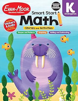 evan moor smart start math kindergarten workbook stickers audio read alouds stories and activities numbers