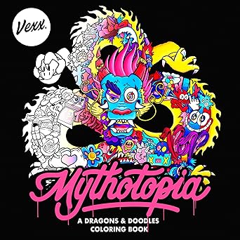mythotopia a dragons and doodles coloring book 1st edition vexx 0593419561, 978-0593419564