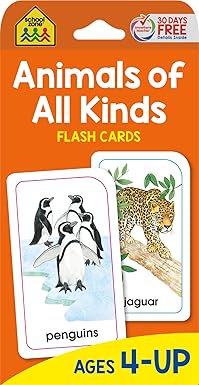 school zone animals of all kinds flash cards 56 cards preschool kindergarten animal names and classes animal