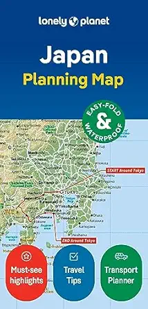 lonely planet japan planning map durable waterproof easy fold travel map with attractions itineraries and