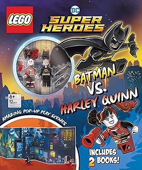 legoa dc super heroesa batman vs harley quinn activity book with fun activities pop up play scene and 2 lego