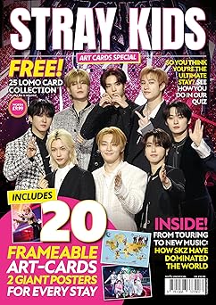 stray kids art cards   magazine with 25 lomo cards 20 frameable art cards 2 giant posters quiz and world tour