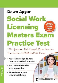 social work licensing masters exam practice test 170 question full length print practice test for the aswb
