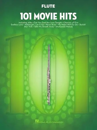 101 movie hits for flute a sheet music songbook instrumental folio for all levels includes my heart will go