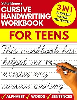 cursive handwriting workbook for teens cursive writing practice workbook for teens tweens and young adults
