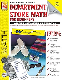 department store math for beginners addition / subtraction / multiplication grades 1 3 1st edition kitty