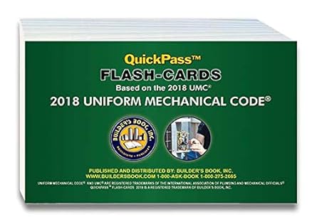 uniform mechanical code quickpass flash cards based on the 2018 umca 1st edition builders book ,inc