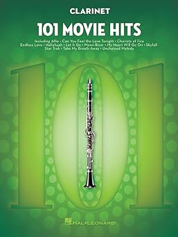 101 movie hits for clarinet a sheet music songbook instrumental folio for all levels includes my heart will