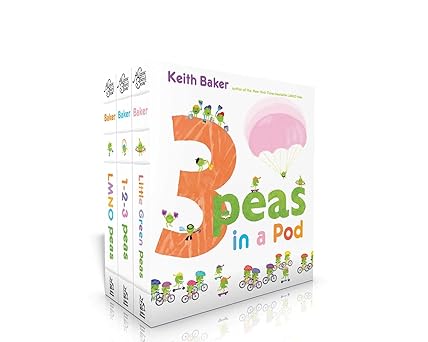 3 peas in a pod lmno peas 1 2 3 peas little green peas 1st edition keith baker 148148527x, 978-1481485272