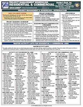 project management and scheduling residential and commercial quick card 1st edition builder\\\\\\\'s book