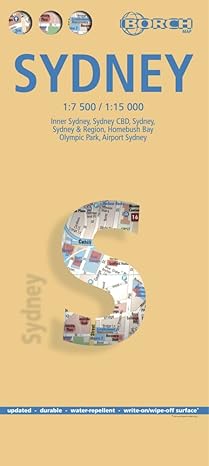 laminated sydney map by borch 1st edition borch 3866093136, 978-3866093133