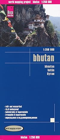 bhutan 1 250 000 travel map waterproof gps compatible reise 1st edition reise knowhow 8073099640,
