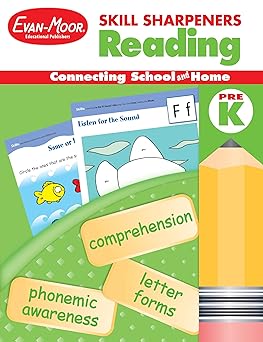 evan moor skill sharpeners reading workbook prek vocabulary comprehension phonics word family fluency