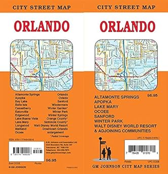 orlando florida street map 1st edition gm johnson 1774490005, 978-1774490006