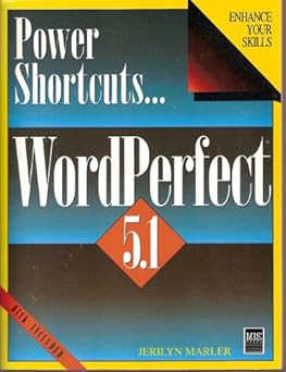 power shortcuts wordperfect 5 1/book and disk 1st edition jerilyn marler 1558281843, 978-1558281844