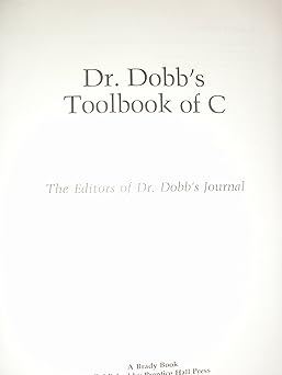 dr dobbs toolbook of c 1st edition author follow 0893035998, 978-0893035990